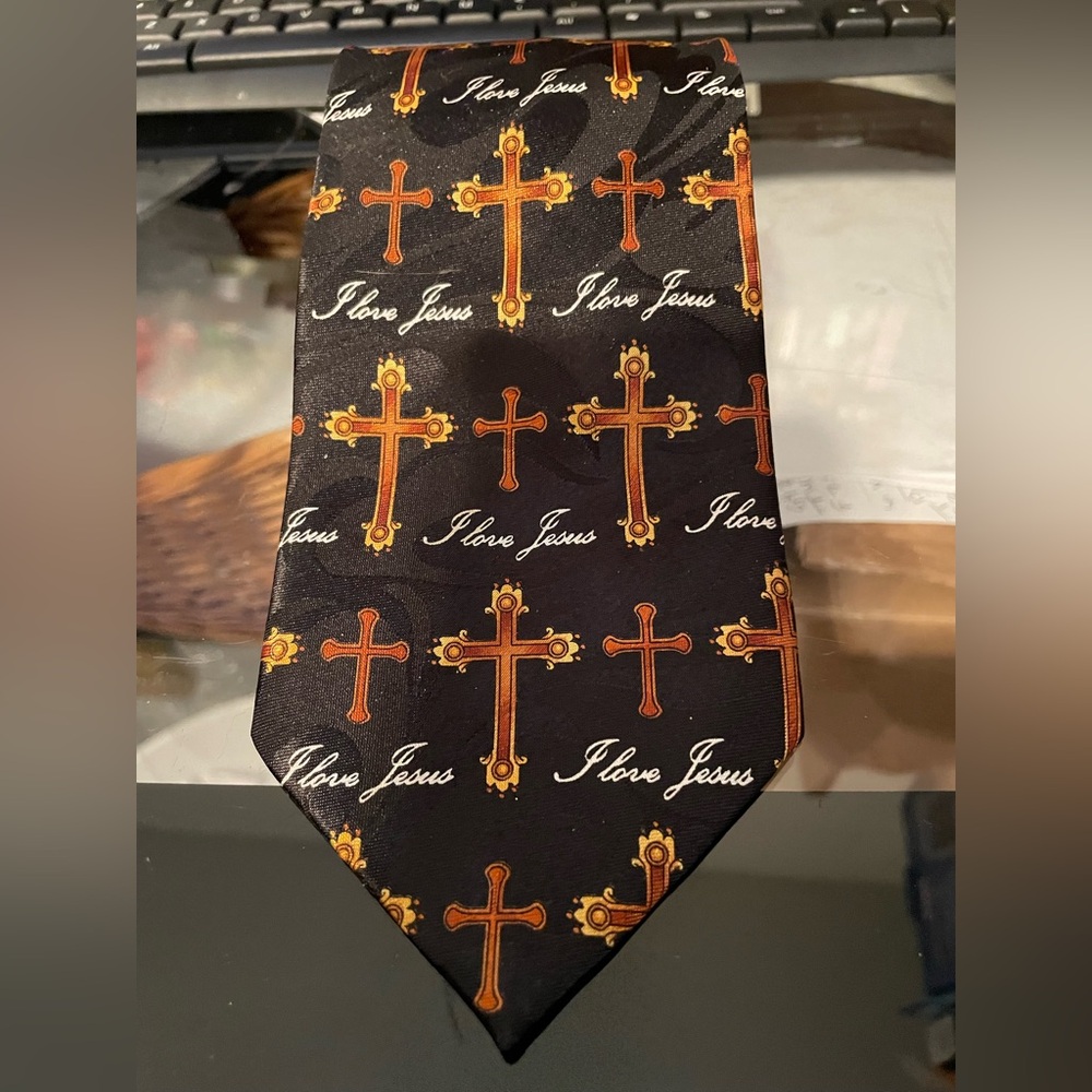 Steven Harris “I LOVE JESUS” crosses 100% POLYESTER Men’s Necktie 57”